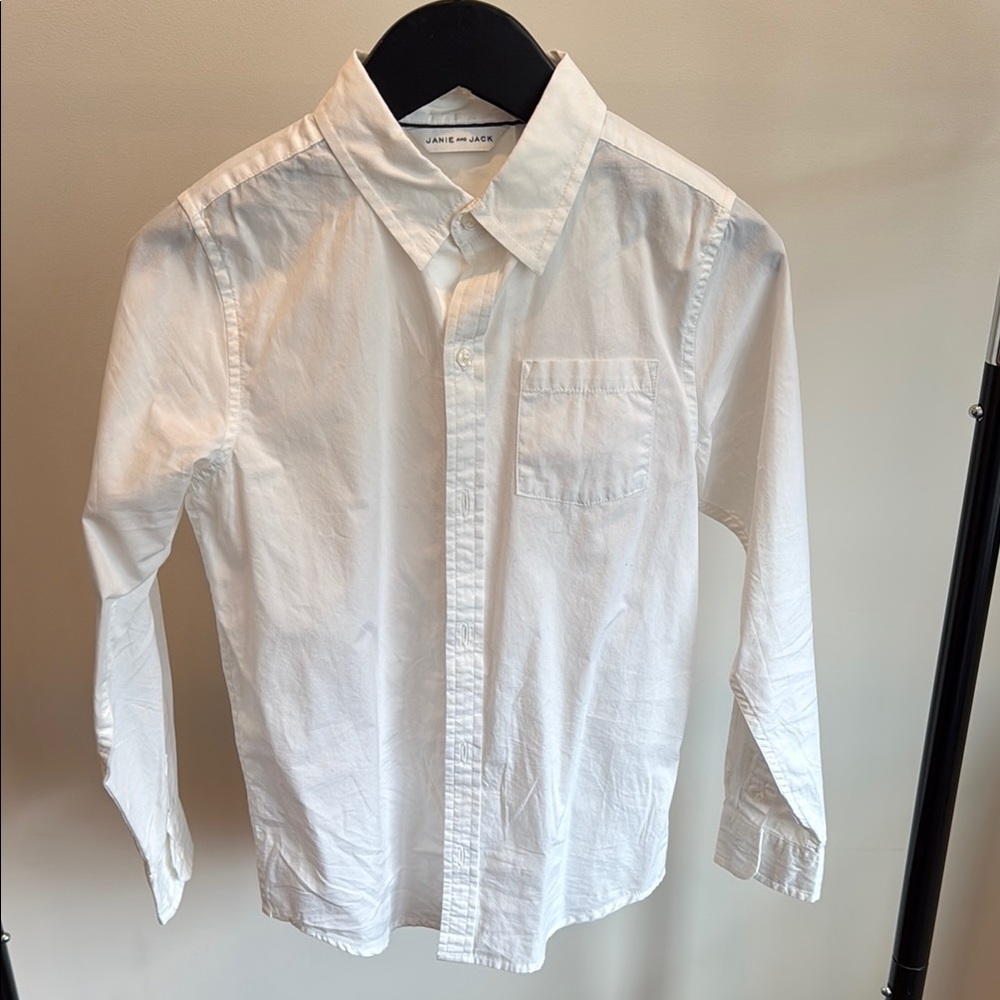 Janie and Jack boys size 8 White Button-Up Shirt
